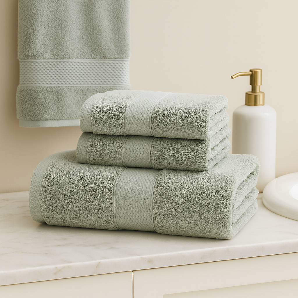 Bamboo Viscose Luxury Bath Towel Set - Set of 3 Pieces Bathroom Bath Towels 3 Sizes, Ultra Soft Zero Twist Made 70% Viscose from Bamboo Fiber & 30% Cotton, Super Lightweight Absorbent Unisex