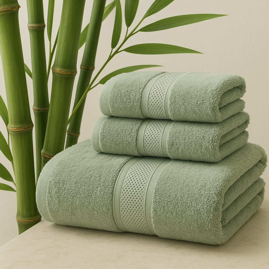Bamboo Viscose Luxury Bath Towel Set - Set of 3 Pieces Bathroom Bath Towels 3 Sizes, Ultra Soft Zero Twist Made 70% Viscose from Bamboo Fiber & 30% Cotton, Super Lightweight Absorbent Unisex