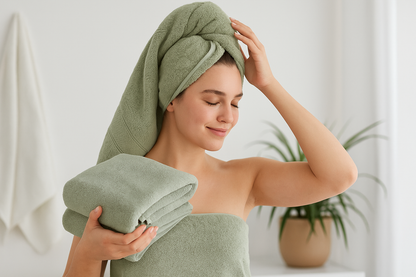 Bamboo Viscose Luxury Bath Towel Set - Set of 3 Pieces Bathroom Bath Towels 3 Sizes, Ultra Soft Zero Twist Made 70% Viscose from Bamboo Fiber & 30% Cotton, Super Lightweight Absorbent Unisex