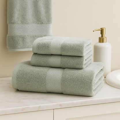 Bamboo Viscose Luxury Bath Towel Set - Set of 3 Pieces Bathroom Bath Towels 3 Sizes, Ultra Soft Zero Twist Made 70% Viscose from Bamboo Fiber & 30% Cotton, Super Lightweight Absorbent Unisex